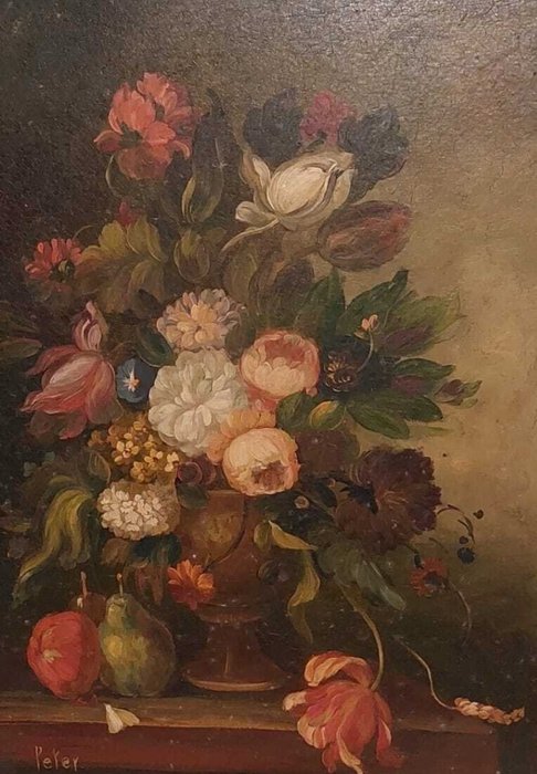 Scuola europea (XX), firmato Peter - Fiori