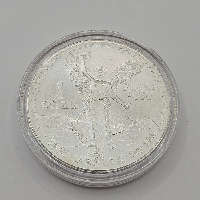 Mexico. 1 Onza 1991 Libertad, 1 Oz (.999)  (Ingen mindstepris)