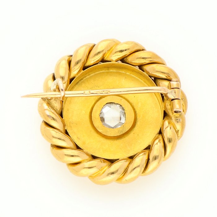 Broche - 14 karat Gulguld Diamant (Natur)