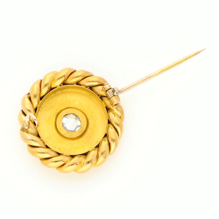 Broche - 14 karat Gulguld Diamant (Natur)