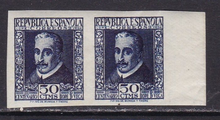 Spanien 1935 - III Hundredåret for Lope Vegas død - Blok 2 - Uden Dentar - Edifil 692s