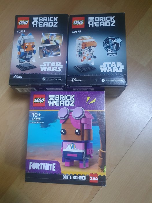 Lego - Brickheadz - 40539 + 40675 + 40728 - Brickheadz Star wars - Ashoka Tano + commander Cody + Fortnite - Brite bomber - 2020+