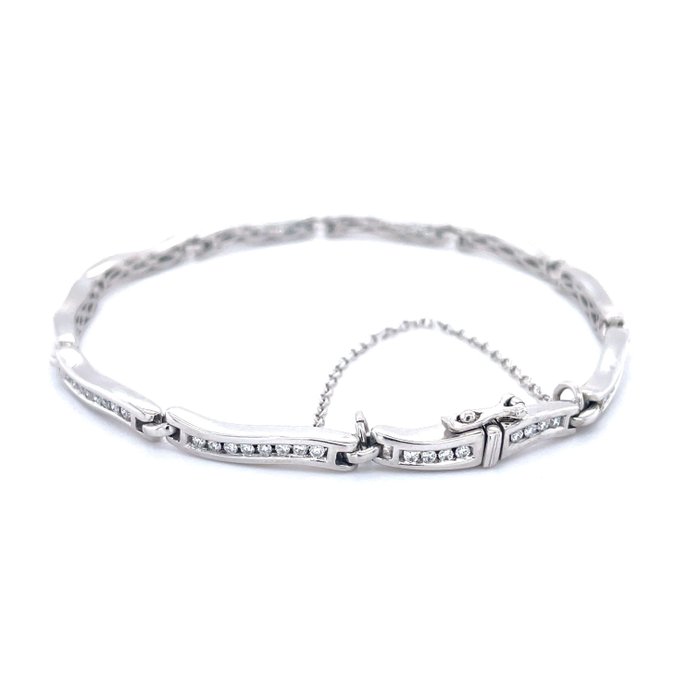 Leddelt armbånd - 14 karat Hvidguld -  1.50ct. tw. Diamant (Natur)