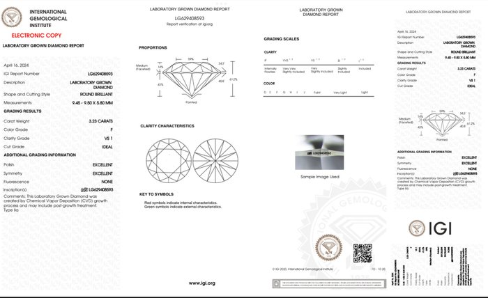 Ingen mindstepris - Øreringe - 18 kraat Hvidguld -  6.46ct. tw. Diamant (Laboratoriedyrket) - IGI-certificeret - ideel snit