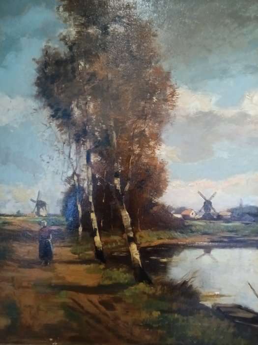 Johannes Adrianus Van Steenis (1910-1982) - Landelijk landschap met molens