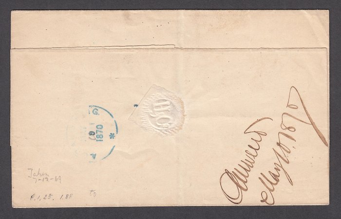 Holland 1867 - Kong William III postforsendelse til New York med NVPH 11