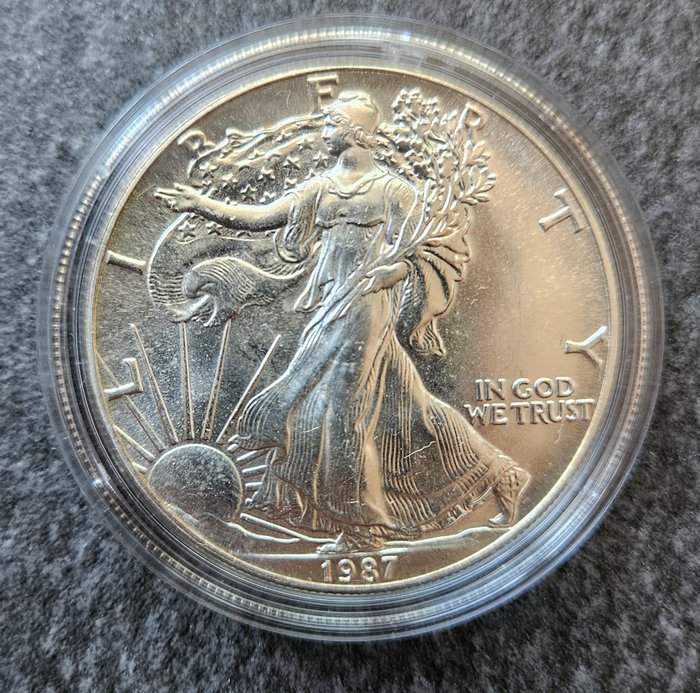 Förenta staterna. 1 Dollar 1987 American eagle, 1 Oz (.999)  (Ingen mindstepris)