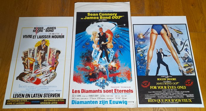 Belgian - James Bond - 3 Official Belgian James Bond Movie Posters