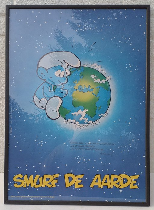 Peyo - 1 Poster - Smurf de aarde met dédicace - 1992