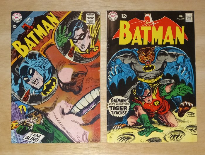 Batman #205 + #209 - Silver Age classics! - 2 Comic - Første udgave - 1968/1969