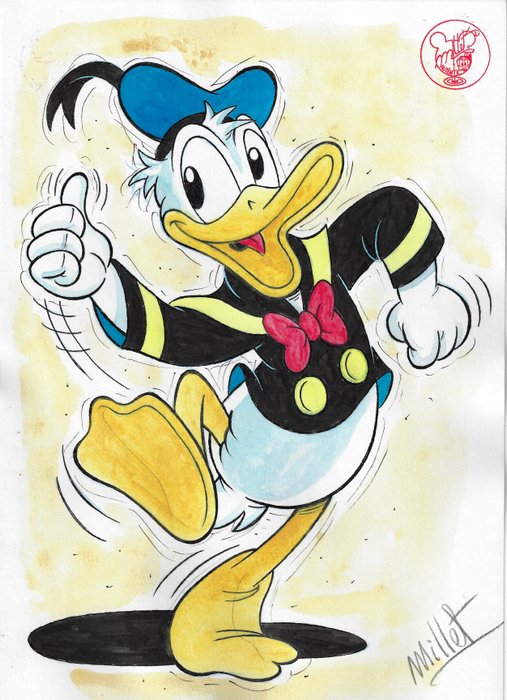 Millet - 1 Original colour drawing - Donald Duck - Vintage Style