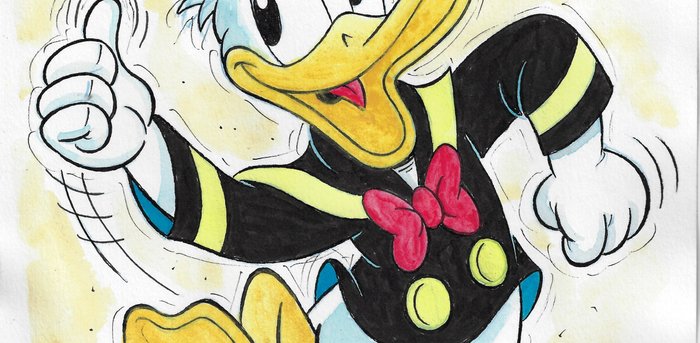 Millet - 1 Original colour drawing - Donald Duck - Vintage Style