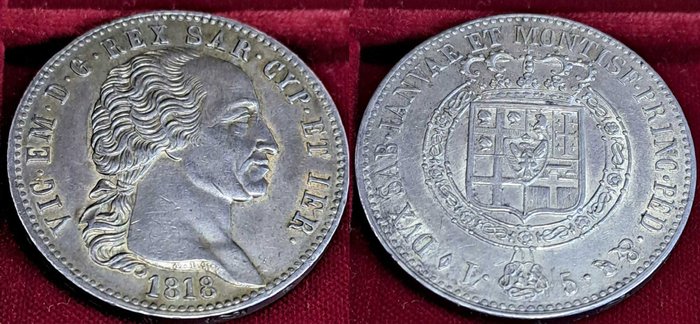 Italien, Savoyen Vittorio Emanuele I. 5 Lire 1818