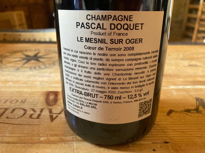 2008 Pascal Doquet, Mesnil Sur Oger  Vertus - Champagne Premier  Grand Cru - 2 Flasker (0,75 L)