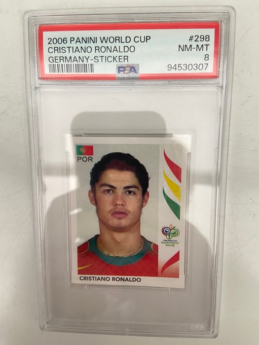 2006 Panini FIFA World Cup Cristiano Ronaldo #298 Rookie PSA 8 Graded sticker