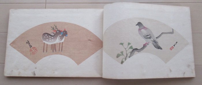 Woodblock print illustration book - 'Pictures of 100 Fan by Famous Painters' 名家百扇画譜 part II vol - Various - Japan -  Meiji-perioden (1868-1912)