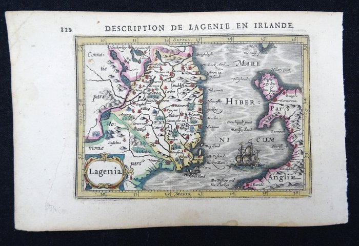 Irland - Dublin, Waterford, Det Irske Hav; B. Langenes / P. Bertius / J. Hondius - Lagenia - 1601-1620