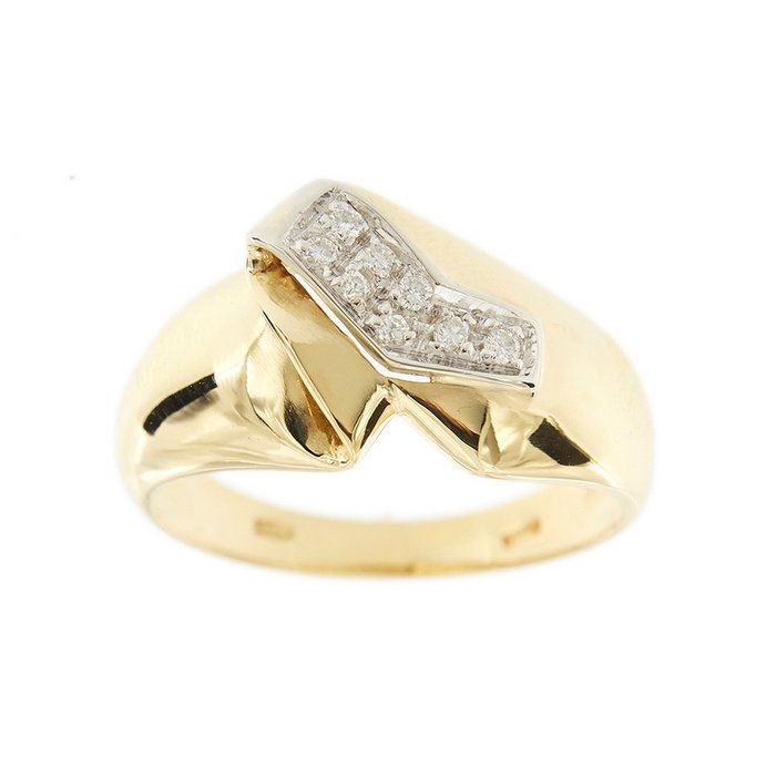 Ring - 18 kraat Gulguld Hvidguld -  024ct tw Diamant