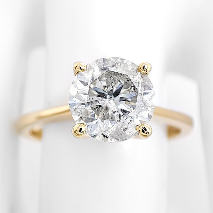 Ring - 14 karat Gulguld -  2.06ct. tw. Diamant (Natur)