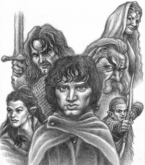 Joan Vizcarra - The Lord of the Rings: The Fellowship of the Rings (2001) - Original Pencil Drawing - 46 x 35 cm