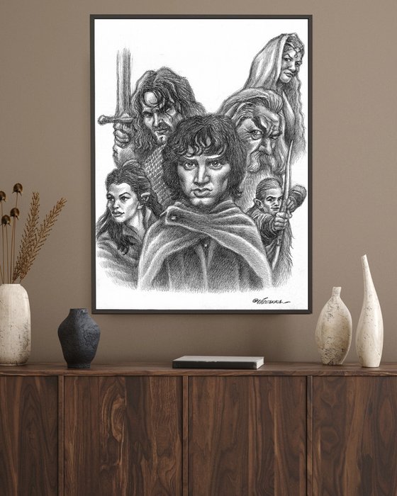 Joan Vizcarra - The Lord of the Rings: The Fellowship of the Rings (2001) - Original Pencil Drawing - 46 x 35 cm