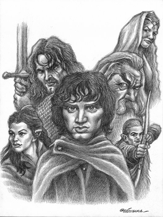 Joan Vizcarra - The Lord of the Rings: The Fellowship of the Rings (2001) - Original Pencil Drawing - 46 x 35 cm