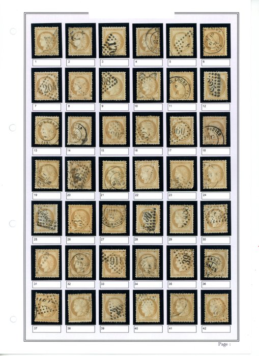 Frankrig 1872 - Smukt studie med multipla af n°55 for nuancer og aflysninger - Yvert n°55