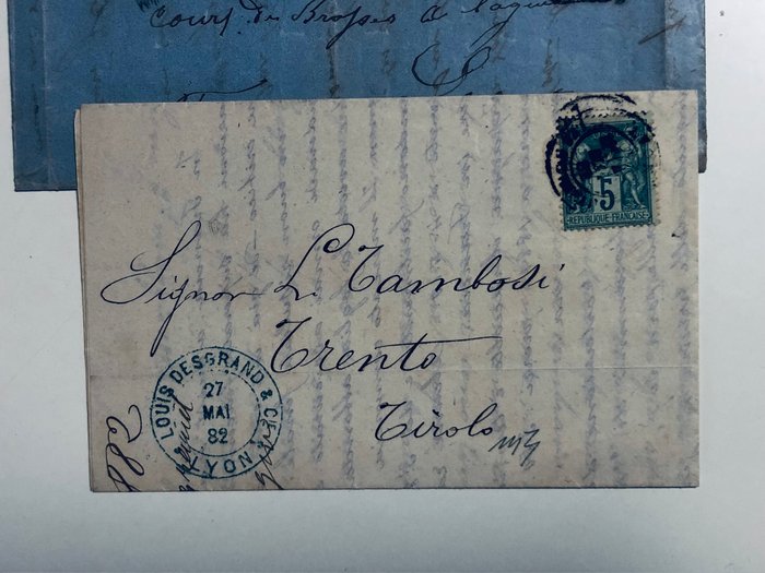 Frankrig 1868/1870 - Francia 1865/1890 lotto 4 lettere interessanti x Italia, Alessandria Egitto ,x Østrig