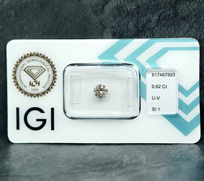 1 pcs Diamant  (Naturfarvet)  - 0.62 ct - Light Grålig Gul - SI1 - International Gemological Institute (IGI)