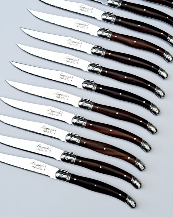 Laguiole - 12x Steak Knives - Dark Brown - style de - Bordknive sæt (12) - Rustfrit stål