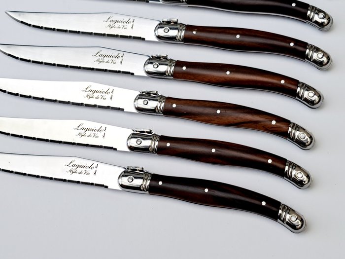 Laguiole - 12x Steak Knives - Dark Brown - style de - Bordknive sæt (12) - Rustfrit stål