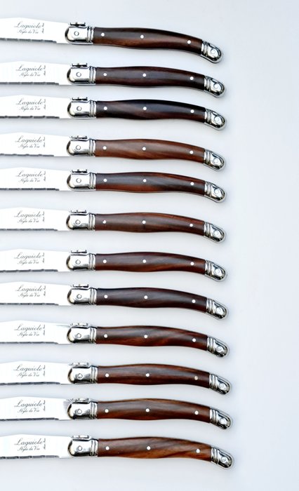 Laguiole - 12x Steak Knives - Dark Brown - style de - Bordknive sæt (12) - Rustfrit stål