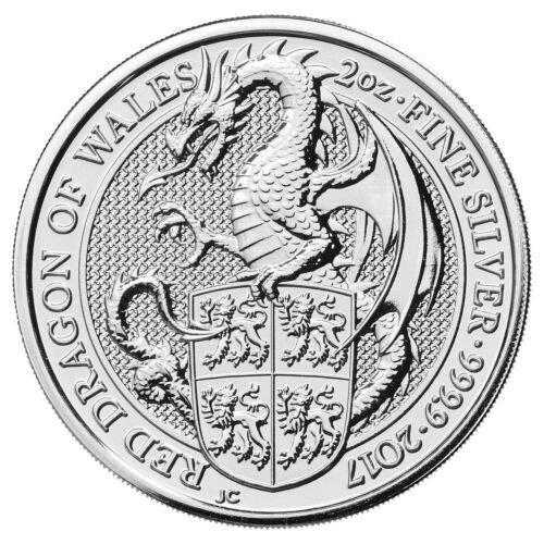 Storbritannien. 5 Pounds 2017 The Quee's Beasts Dragon of Wales, 2 Oz (.999)  (Ingen mindstepris)