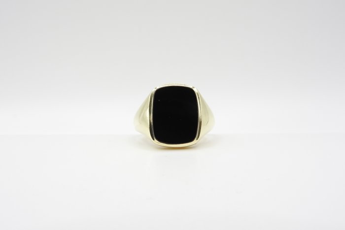 Signetring - 14 karat Gulguld Onyx