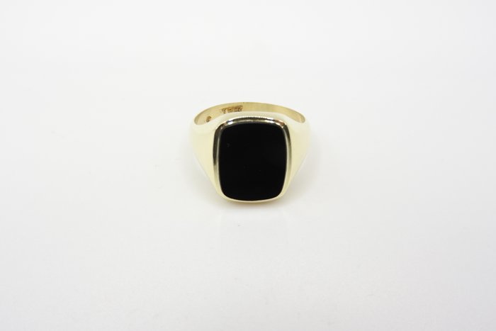 Signetring - 14 karat Gulguld Onyx