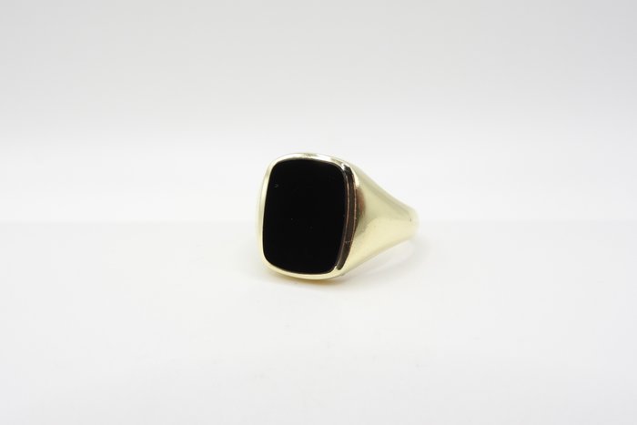 Signetring - 14 karat Gulguld Onyx