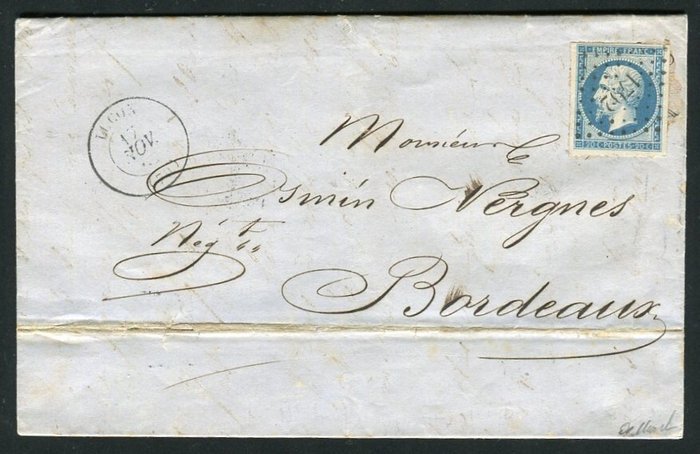 Frankrig 1862 - Belle lettre de Luçon pour Bordeaux avec un n° 14B Type II