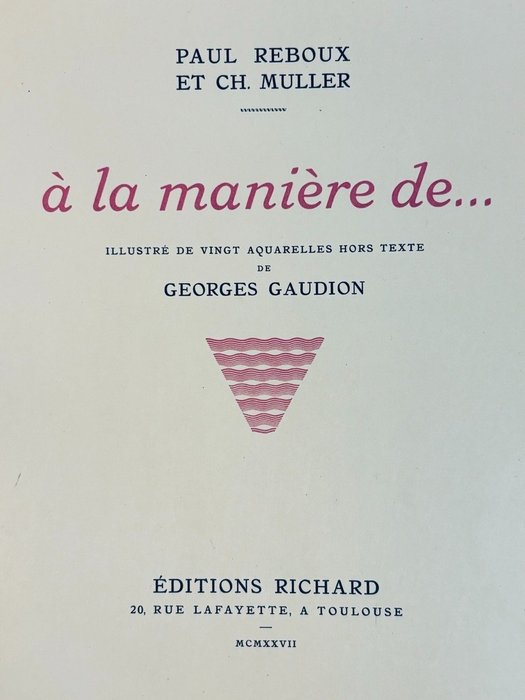 Paul Reboux  Charles Muller / Georges Gaudion - À la manière de… - 1927