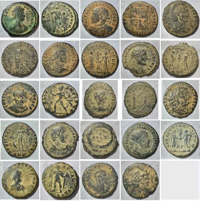 Romarriket. including Crispus, Claudius II, Diocletianus. Lot of 12 Folles Various types and conditions  (Ingen mindstepris)