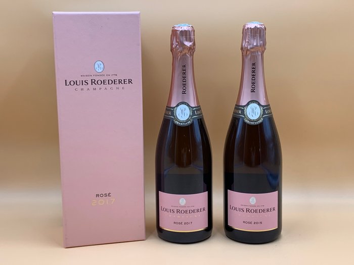 Louis Roederer, 2017 Rosé x1 bottle - 2015 x1 bottle - Champagne - 2 Flasker (0,75 L)