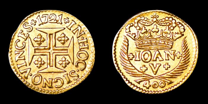 Portugal D João V (1706-1750) Pinto (480 Reis) 1721 - Coroa 4 Arcos