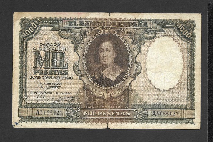 Spanien. - 1 X 1000 Pesetas 1940  (Ingen mindstepris)