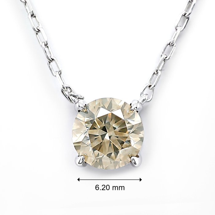 Vedhæng - 14 karat Hvidguld -  1.10ct. tw. Grå Diamant (Naturfarvet)