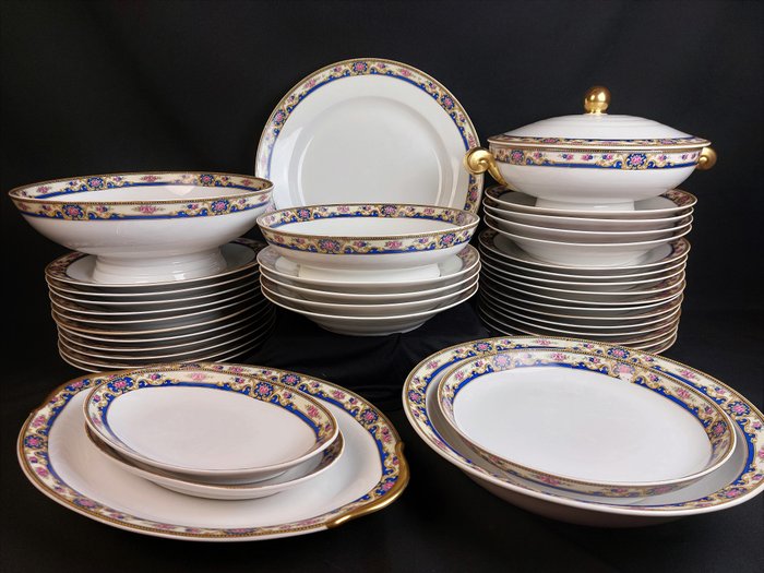 Touze Lemaître Frères  L. Blancher, L'Unique  - Limoges - Bordservice (40) - Porcelæn, Forgyldt med guld - Max 23 personer - Art Deco