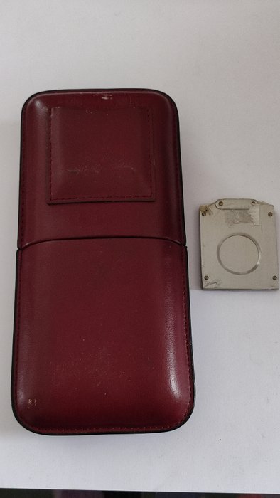 Cigarholder - NY 80'er vintage lædercigaretui med 925 sølv og lædercigarskærer - 925 sølv