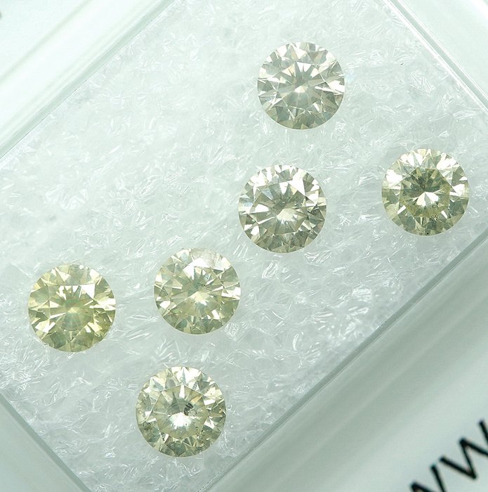 Ingen mindstepris - 6 pcs Diamant  (Natur)  - 1.08 ct - I1, I2 - Gem Report Antwerp (GRA)