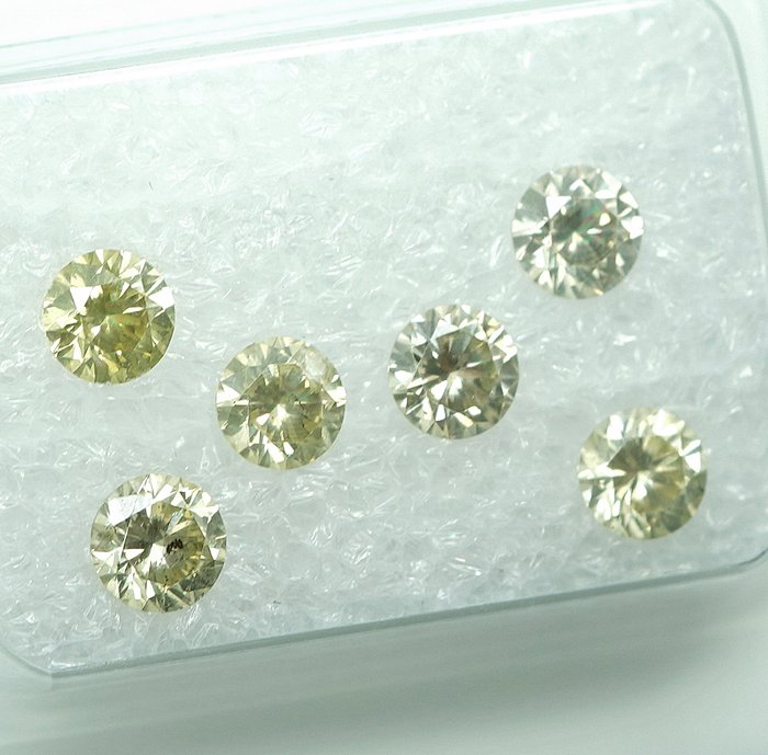 Ingen mindstepris - 6 pcs Diamant  (Natur)  - 1.08 ct - I1, I2 - Gem Report Antwerp (GRA)