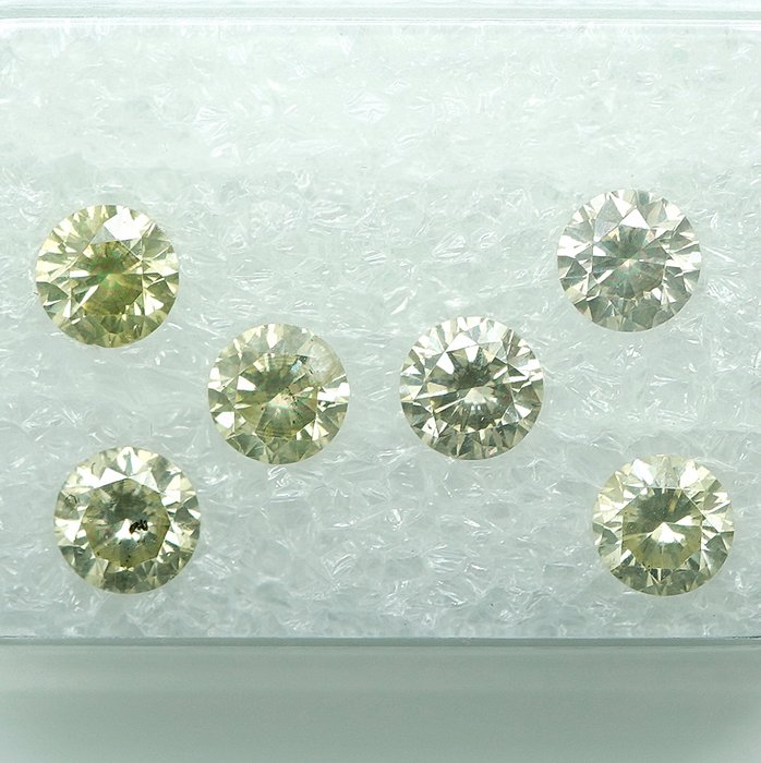 Ingen mindstepris - 6 pcs Diamant  (Natur)  - 1.08 ct - I1, I2 - Gem Report Antwerp (GRA)