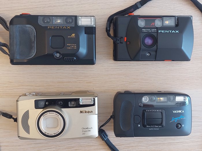 Samsung, Yashica, Pentax PC35AF, Imagination AF Plus, One Touch Zoom 90S, FINO 130 XL Analogt kompaktkamera