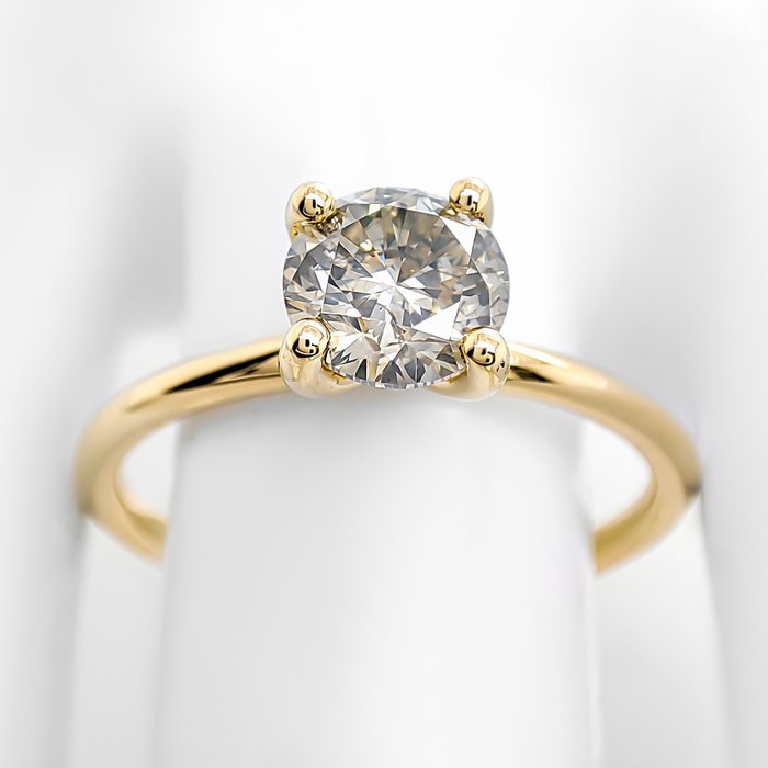 Ring - 14 karat Gulguld -  1.04ct. tw. Grå Diamant (Naturfarvet)